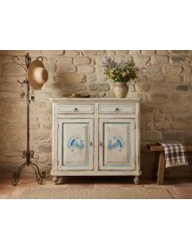 MADIA CREDENZA 2 PORTE IN LEGNO SHABBY CHIC BIANCO CONSUMATO 103X43X98