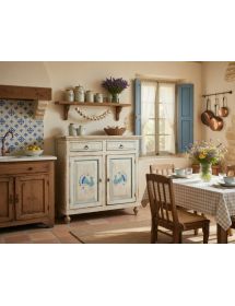 MADIA CREDENZA 2 PORTE IN LEGNO SHABBY CHIC BIANCO CONSUMATO 103X43X98