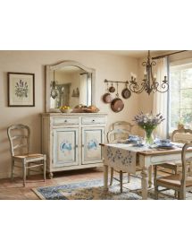 MADIA CREDENZA 2 PORTE IN LEGNO SHABBY CHIC BIANCO CONSUMATO 103X43X98