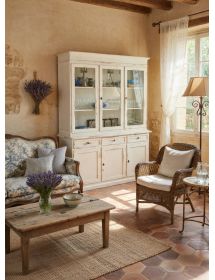 Cristalliera 3 porte legno shabby avorio consumato 156X42X205