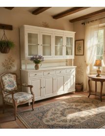 CRISTALLIERA ARTE POVERA 4 PORTE LEGNO SHABBY AVORIO 196X43X208H (736)