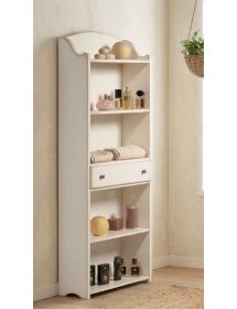 Libreria 5 ripiani legno shabby bianco anticato 70X24X171