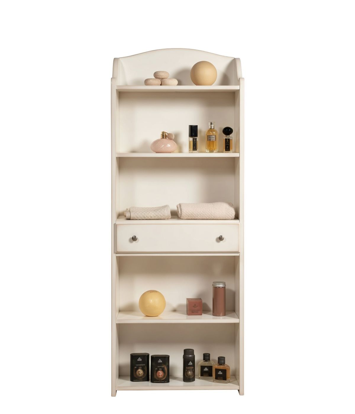 Libreria 5 ripiani legno shabby bianco anticato 70X24X171