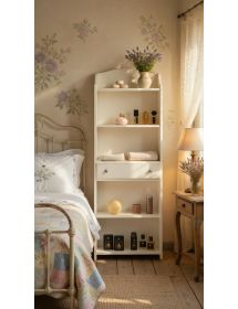 Libreria 5 ripiani legno shabby bianco anticato 70X24X171
