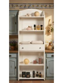 Libreria 5 ripiani legno shabby bianco anticato 70X24X171
