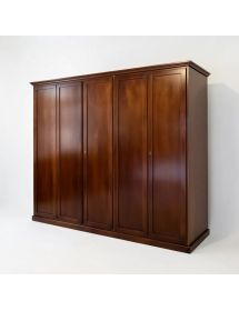 Armadio 4 porte classico in legno tinta noce bassano 296x65x250