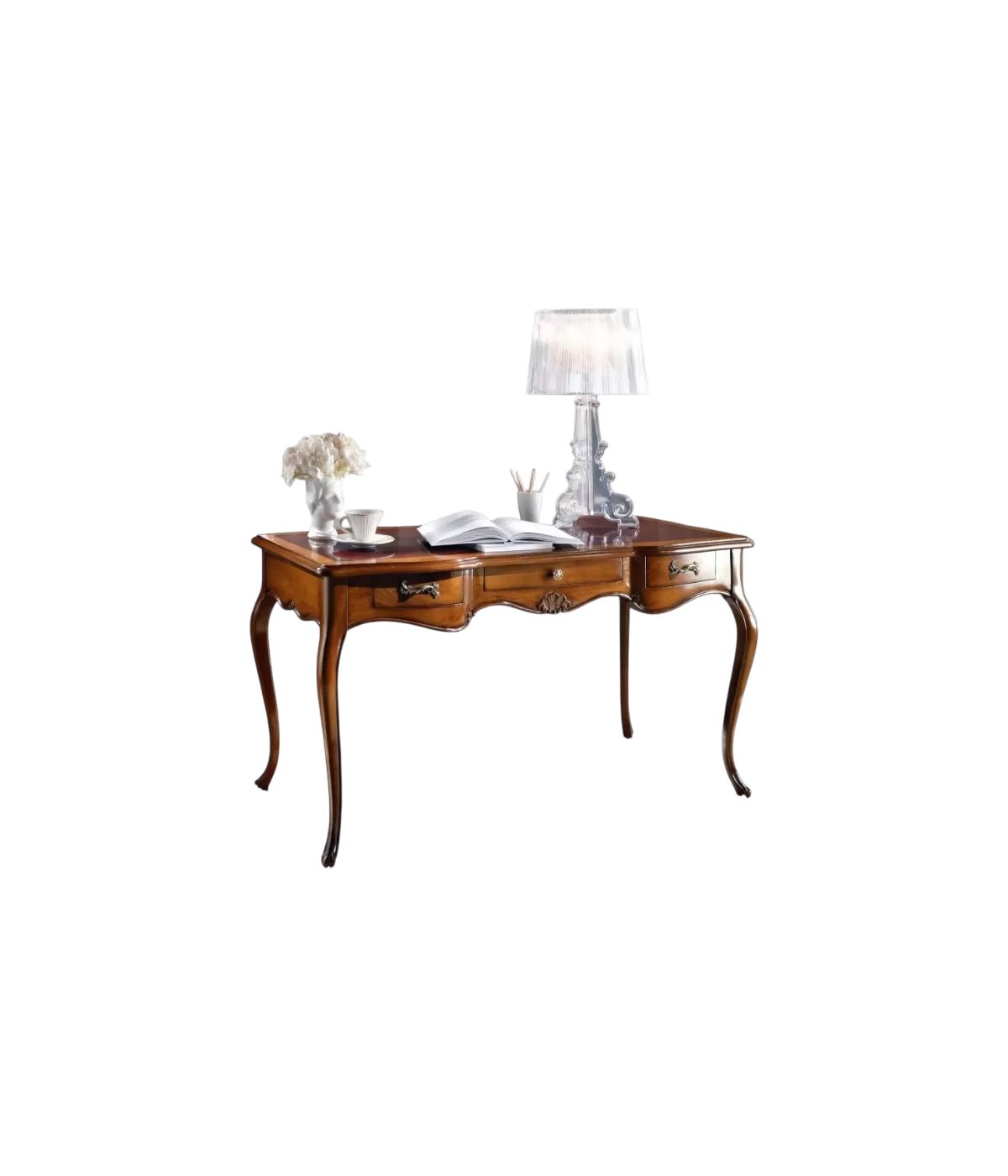 MOBILI 2G - SCRIVANIA CLASSICA 3 CASSETTI IN LEGNO ELITE 139X69x80 vista frontale