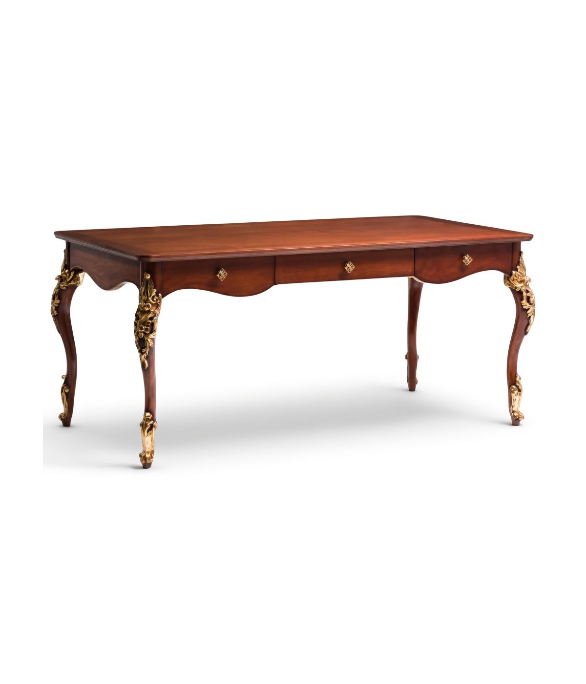 MOBILI 2G - SCRIVANIA CLASSICA 3 CASSETTI IN LEGNO TINTA NOCE L.181 P.91 H.81