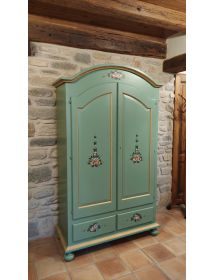 Armadio Classico 2 Ante Shabby legno verde con decori 125x61x200