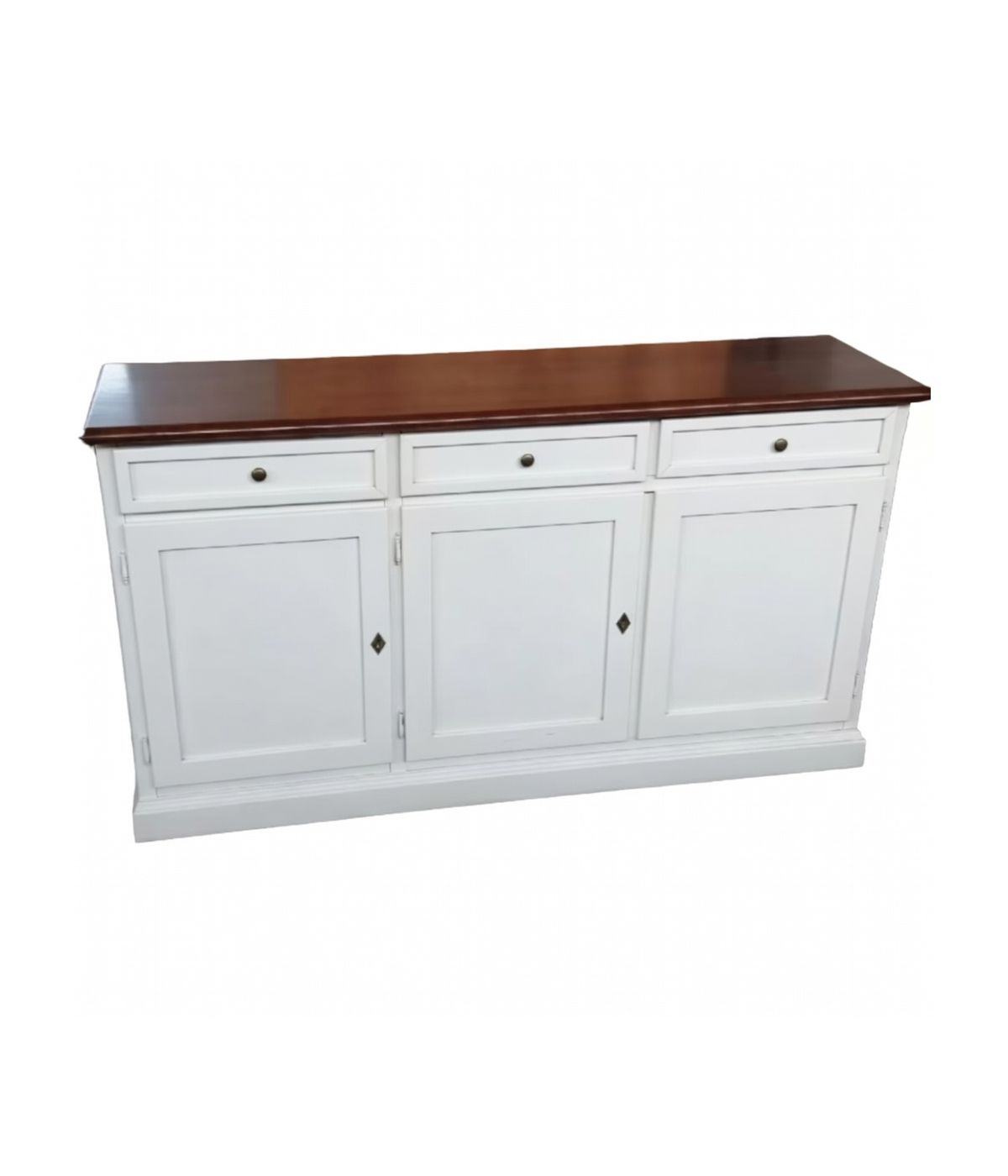 Madia Credenza Shabby chic bicolore in legno 3 porte 156x42x85