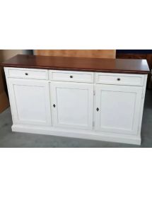 Madia Credenza Shabby chic bicolore in legno 3 porte 156x42x85