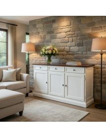 Madia Credenza Shabby chic bicolore in legno 3 porte 156x42x85