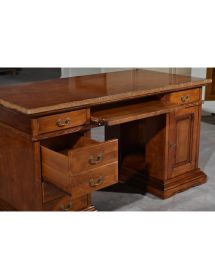 SCRIVANIA PORTA PC ARTE POVERA IN LEGNO TINTA NOCE 160X80X87