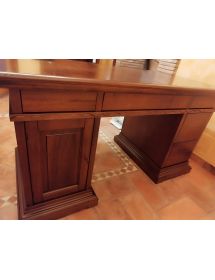 SCRIVANIA PORTA PC ARTE POVERA IN LEGNO TINTA NOCE 160X80X87
