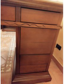 SCRIVANIA PORTA PC ARTE POVERA IN LEGNO TINTA NOCE 160X80X87
