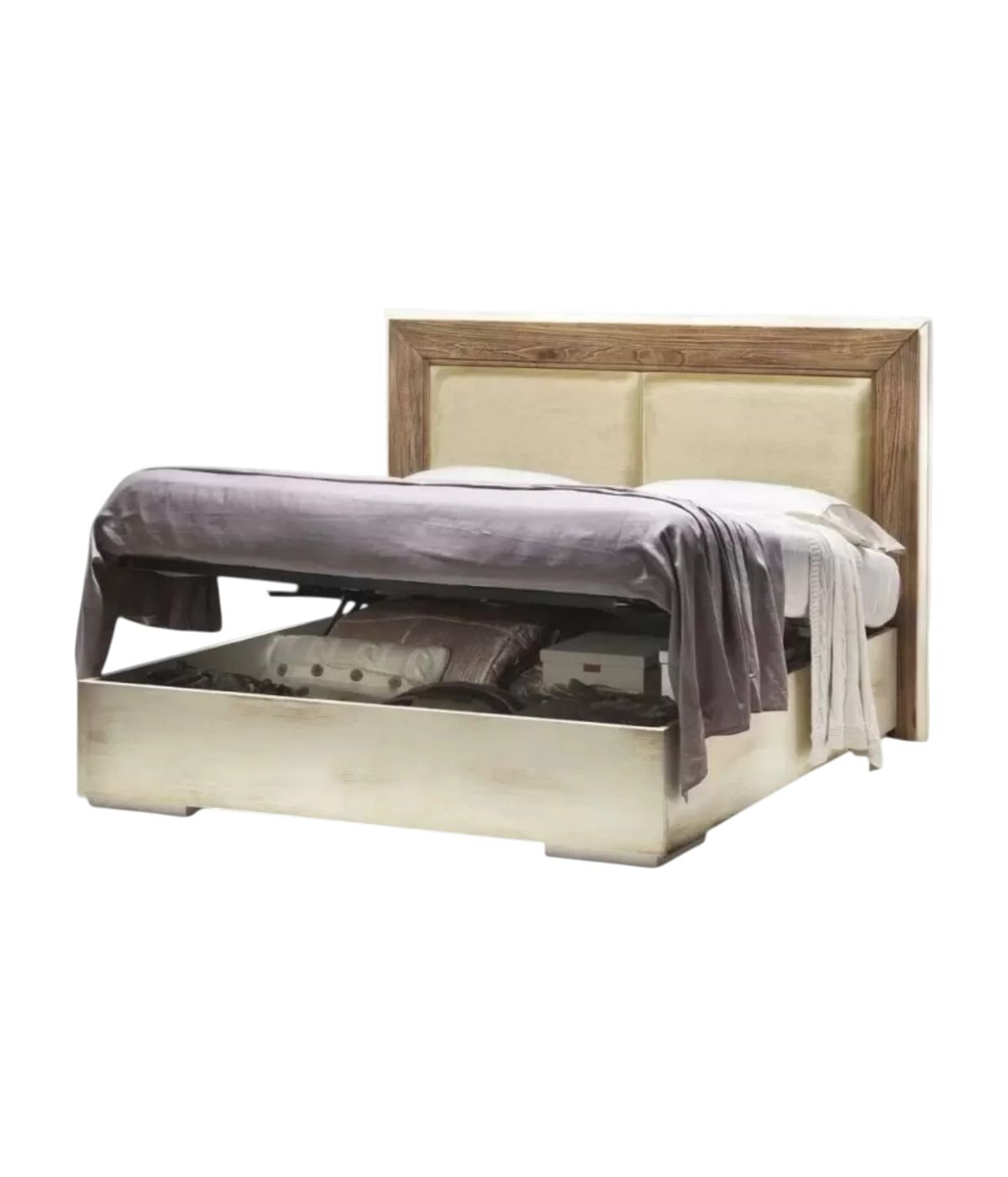 LETTO SHABBY CHIC MATRIMONIALE CON CONTENITORE