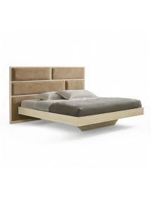 MOBILI 2G - Letto matrimoniale imbottito tessuto legno rovere 205X205X120 VISTA FRONTALE