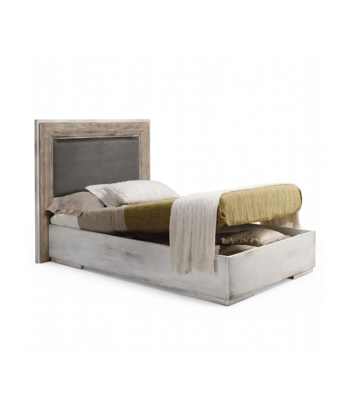 LETTO SHABBY CHIC DA 1 PIAZZA E MEZZO CON CONTENITORE