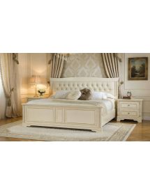 LETTO MATRIMONIALE LEGNO TESTATA ECOPELLE CAPITONEE'  196x210x125