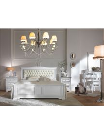 LETTO MATRIMONIALE LEGNO TESTATA ECOPELLE CAPITONEE'  196x210x125