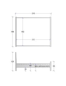 LETTO MATRIMONIALE LEGNO TESTATA ECOPELLE CAPITONEE' 196x210x125