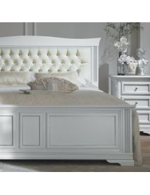 LETTO MATRIMONIALE LEGNO TESTATA ECOPELLE CAPITONEE'  196x210x125