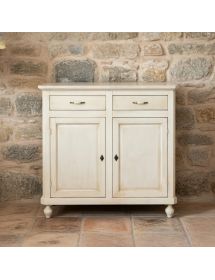 Credenza 2 porte 2 cassetti legno shabby bianco anticato maniglia porcellana 105X45X98