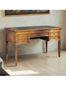 SCRIVANIA CLASSICA 5 CASSETTI IN LEGNO/PELLE BASSANO 130x70x80