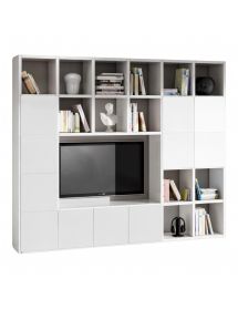 Parete attrezzata moderna frassino bianco  L261 P30 H218