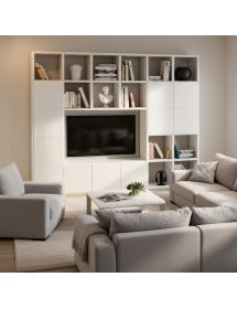 Parete attrezzata moderna frassino bianco L261 P30 H218