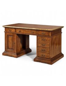 SCRIVANIA PORTA PC 6 CASSETTI LEGNO BASSANO PROFILO FOGLIA ORO 160X80X85
