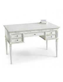 SCRIVANIA CLASSICA IN LEGNO BIANCO CONSUMATO 130x70x80