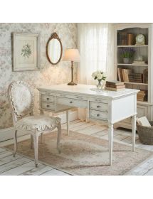 SCRIVANIA CLASSICA IN LEGNO BIANCO CONSUMATO 130x70x80