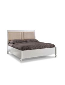MOBILI 2G - Letto matrimoniale contenitore legno shabby bianco 175x210X125 vista frontale