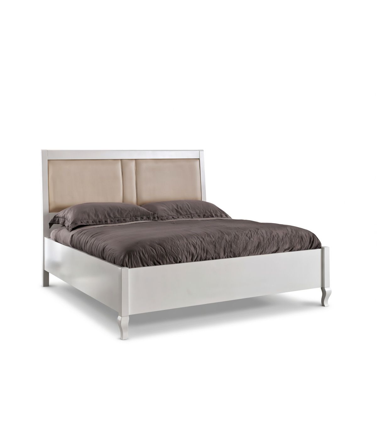 MOBILI 2G - Letto matrimoniale contenitore legno shabby bianco 175x210X125 vista frontale