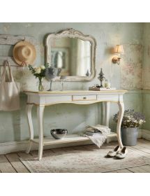 Consolle 1 cassetto legno bianco oro shabby 135X47x80