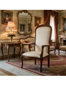 POLTRONA CLASSICA CON BRACCIOLI IMBOTTITA TINTA NOCE