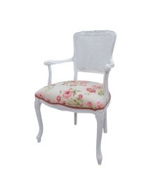 POLTRONA PARIGINA IMBOTTITA TESSUTO LEGNO SHABBY BIANCO