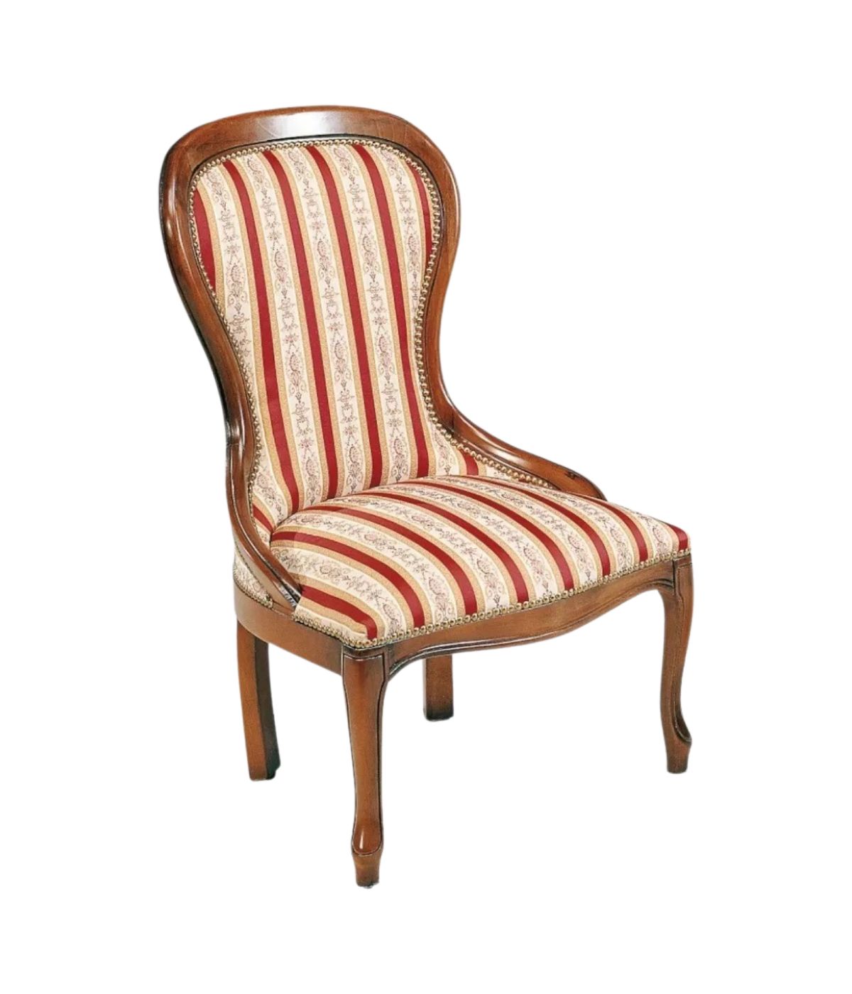POLTRONA CLASSICA LEGNO IMBOTTITA TESSUTO TINTA NOCE 55X49X88