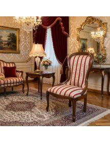 POLTRONA CLASSICA LEGNO IMBOTTITA TESSUTO TINTA NOCE 55X49X88