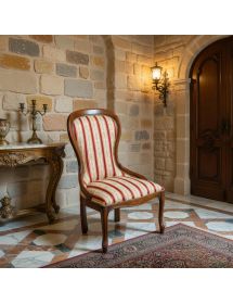 POLTRONA CLASSICA LEGNO IMBOTTITA TESSUTO TINTA NOCE 55X49X88