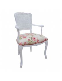 POLTRONA PARIGINA IMBOTTITA TESSUTO LEGNO SHABBY BIANCO