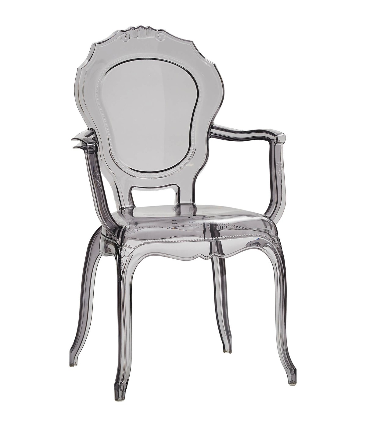 MOBILI 2G - 01 SEDIA IN POLIPROPILENE TRASPARENTE FUME' CON BRACCIOLI