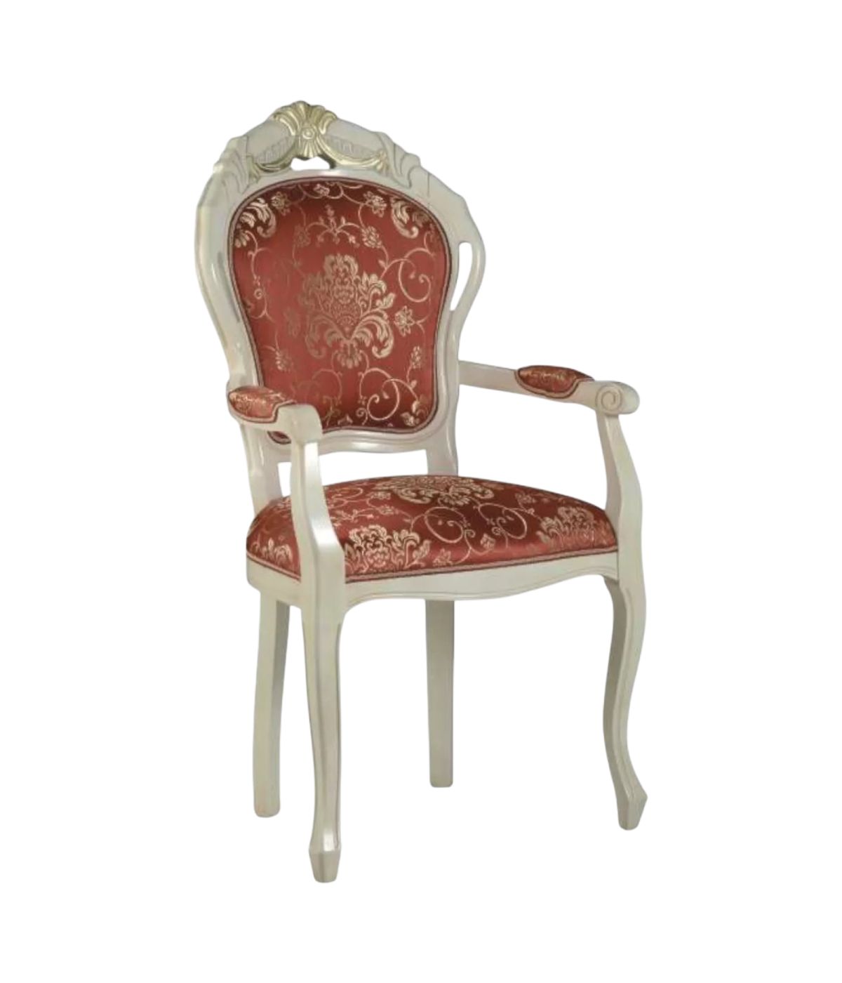 POLTRONA CLASSICA INTAGLIATA LEGNO BIANCO IMBOTTITA 59X58X108