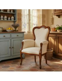POLTRONA CLASSICA CON BRACCIOLI IMBOTTITA TINTA NOCE 66X62X103