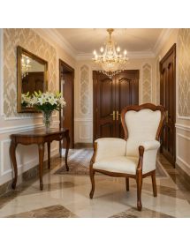 POLTRONA CLASSICA CON BRACCIOLI IMBOTTITA TINTA NOCE 66X62X103