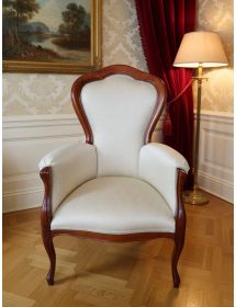 POLTRONA CLASSICA CON BRACCIOLI IMBOTTITA TINTA NOCE 66X62X103
