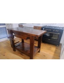 BANCO DA FALEGNAME IN LEGNO FRASSINO MASSELLO TINTA NOCE 120x56x88