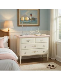 COMO 4 CASSETTI BIANCO FILO ROSA IN LEGNO 110x51x90 (1317)