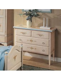 COMO 4 CASSETTI BIANCO FILO AZZURRO IN LEGNO 110x51x90 (1322)